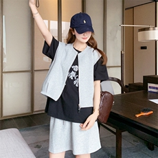 灰色休闲运动套装裙女2025夏季新款韩系学院风减龄马甲短裙两件套，女装套装/套裙，2C158