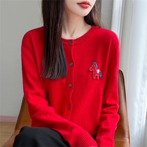 针织开衫女秋冬坑条加厚外套小个子羊毛衫图片
