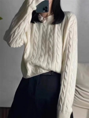 秋冬新款纯色针织套头上衣时尚百搭，女装针织衫/毛衣，冀清阳荣