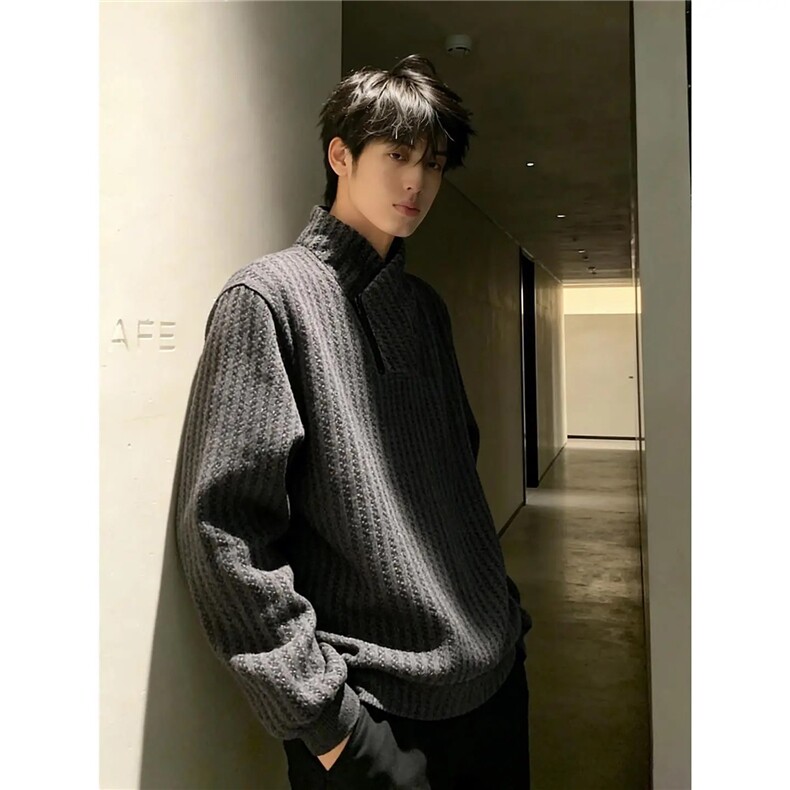 雪尼尔加绒加厚卫衣男款斜拉链秋冬季长袖卫衣T恤特P28加绒P38,男装T恤,电商C306-1