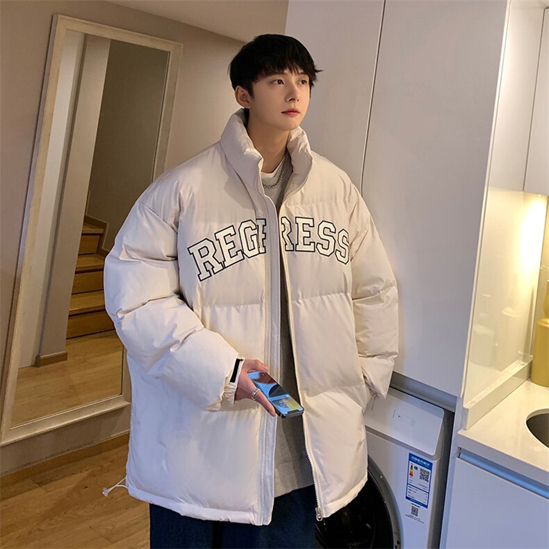 冬季新款韩版印花字母棉衣宽松保暖加厚立领棉服外套MY9066-P100,男装棉衣,电商A128