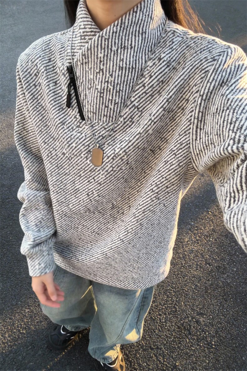 (有原版亮片)美式条纹交叉V领卫衣XZ514-2-HWY70-常规P25加绒P30,男装卫衣,星座514-2(原B239)