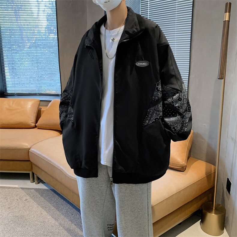 XZ213-19JK26-P75控88港风大码印花ins潮牌百搭宽松立领夹克外套,男装夹克,星座213