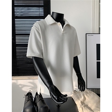 夏装2025新品300克重磅坑条翻领POLO衫男装夏季短袖T恤S403-特P38，男装T恤，电商A233-1