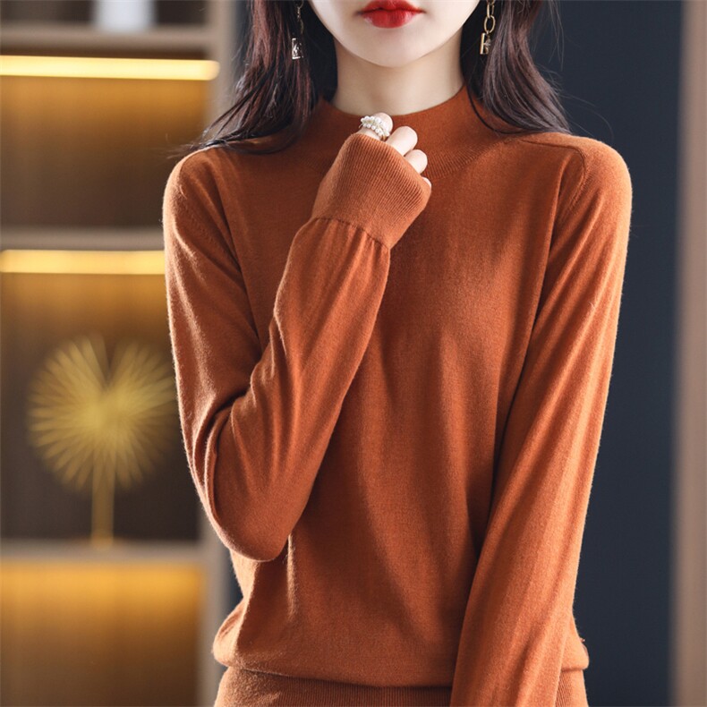 清仓断码羊绒衫女秋冬修身黑色毛衣半高领内搭羊毛针织打底衫加厚,女装羊毛衫,总能电商供货