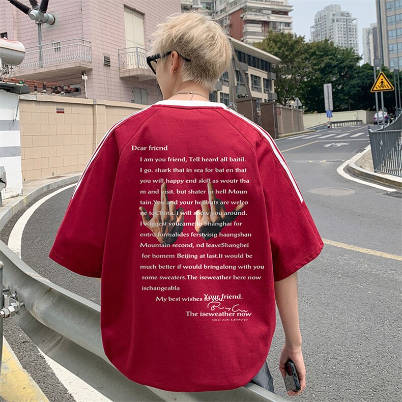 量大优供抖音视频支持得物品质配合二开美式三条杠短袖t恤ZD155,男装T恤,电商A486