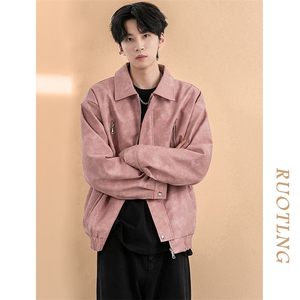 现货-春秋美式复古皮衣男潮牌街头时尚外套皮夹克-AP23064 -P105图片
