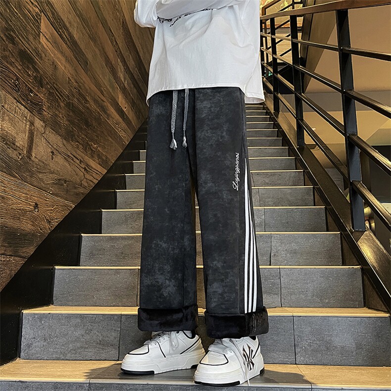 秋冬2025新款扎染三条杠宽松阔腿裤K1254常规P55控78,加绒P58控88,男装卫衣,星座906（原电商a316-1）