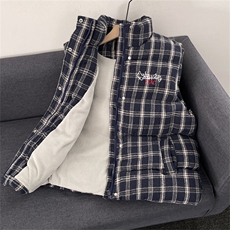 美式格子刺绣立领棉服马甲新款潮流加厚保暖外套，男装棉衣，星座410-6（原星座1304-1）