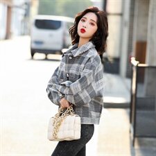毛呢外套女短款2021秋冬新款赫本风格子呢子小个子韩版冬季外套，女装毛呢外套，辉之琳