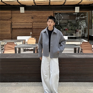 双拉链毛呢夹克外套秋冬短款呢子大衣宽松妮子风A236-JK607-P145图片
