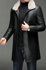X2257秋冬新款海宁皮衣男士中长款绵羊皮鹅绒羽绒服翻领P860，男装皮衣，电商B360