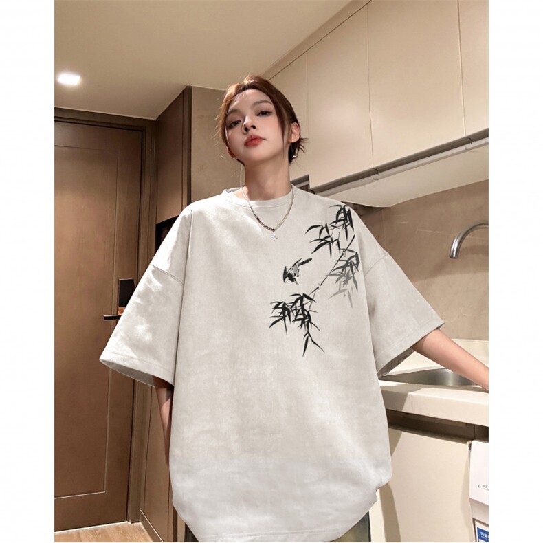 得物抖音直播高品质麂皮绒风印花宽松短袖djp298-特批23控39,男装T恤,星座605(原A050)