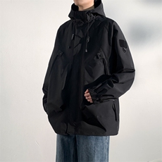 春秋款男士宽松工装大口袋连帽夹克宽松百搭外套冲锋衣JK8801-P65，男装夹克，电商B306