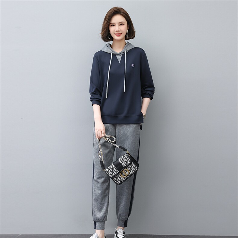 休闲运动卫衣年轻套装女2026春装新款中年妈妈宽松两件套洋气减龄,女装套装/套裙,独衣靓
