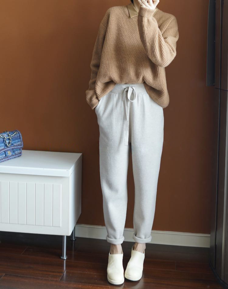 2025百搭时尚简约四平小脚裤，女装休闲裤，松航羊绒