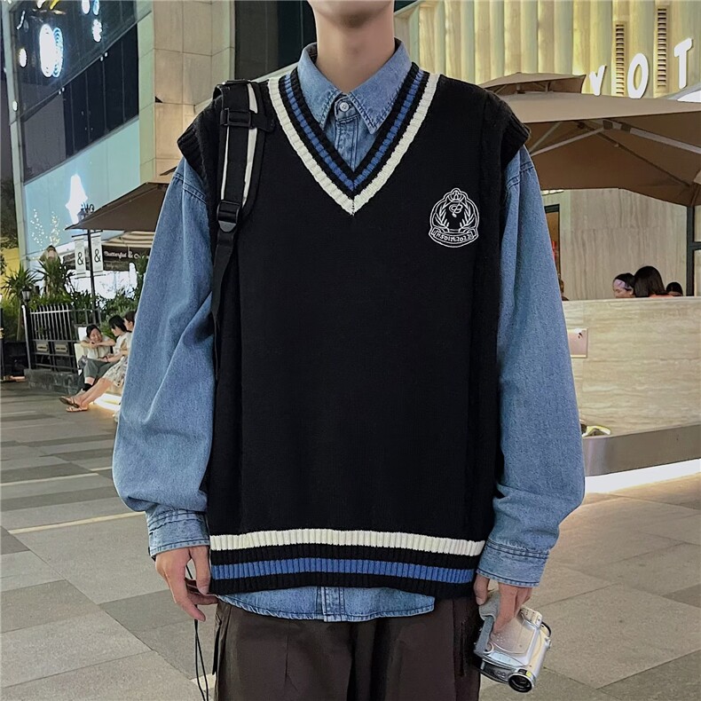 佐藤高校制服背心针织衫秋季新款大码学院风马甲毛衣,男装背心/马甲,星座1013