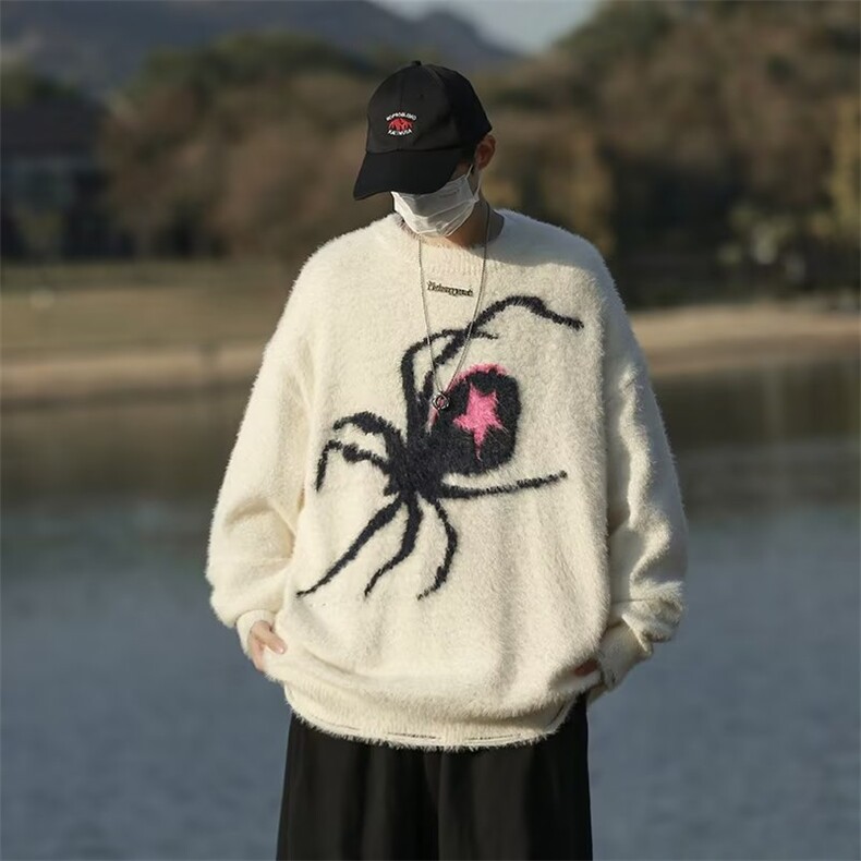 美式水貂绒圆领毛衣男慵懒风休闲针织衫 YM008 P55图片