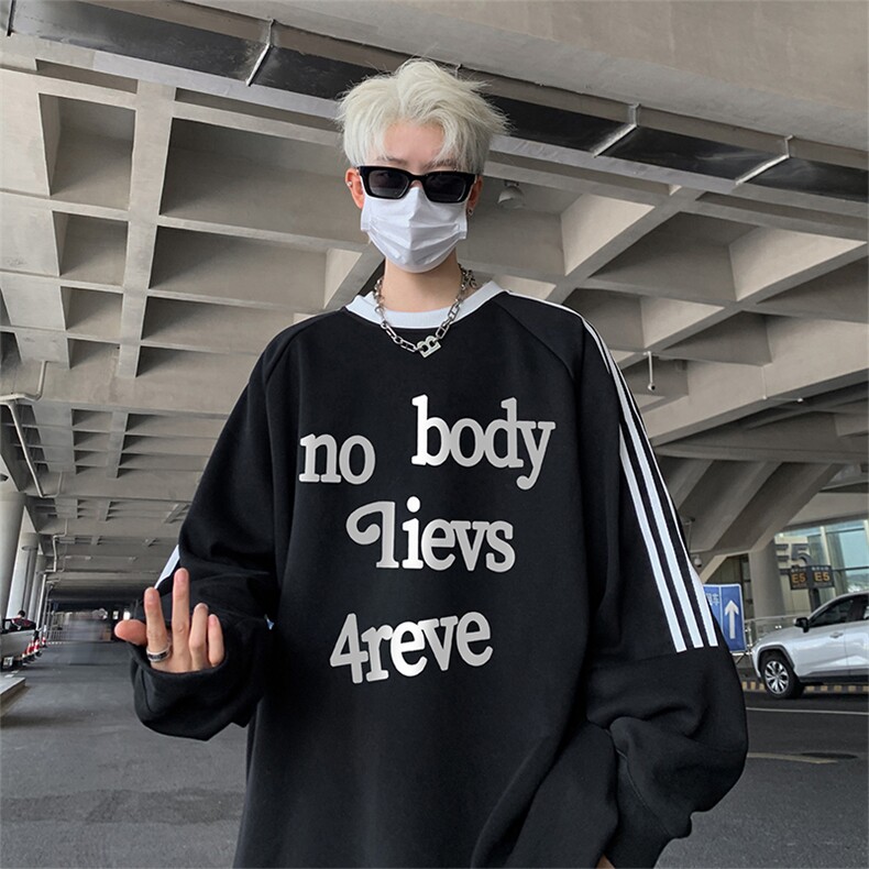 抖音得物供货提供视频秋冬重磅美式宽松织带圆领卫衣0315,男装卫衣,电商A486