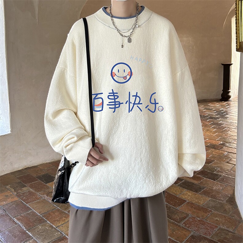 控78假两件毛衣男大码加绒针织衫男毛线衣M80183-P55加绒P70,男装针织衫/毛衣,电商A040
