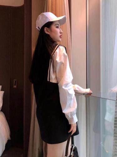 【现货】春装新款假两件拼衬衫修休闲运动针织连衣裙，女装衬衫，多来