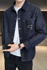 B3533351P108黑秋季新款男士牛仔夹克韩版潮流修身百搭外套，男装夹克，电商B353