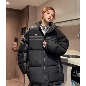 冬装中性 美式条纹织带棉服 刺绣logo棉衣休闲外套男女G1100 P118图片