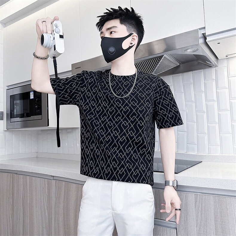 短袖T恤男网红痞帅炸街半袖衣服社会小伙301C-DT81-P48控68,男装T恤,星座301C（原B323）