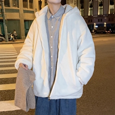M9017P98港风外景休闲连帽纯色百搭羊羔毛外套学生棉衣情侣冬，男装棉衣，电商A026-1