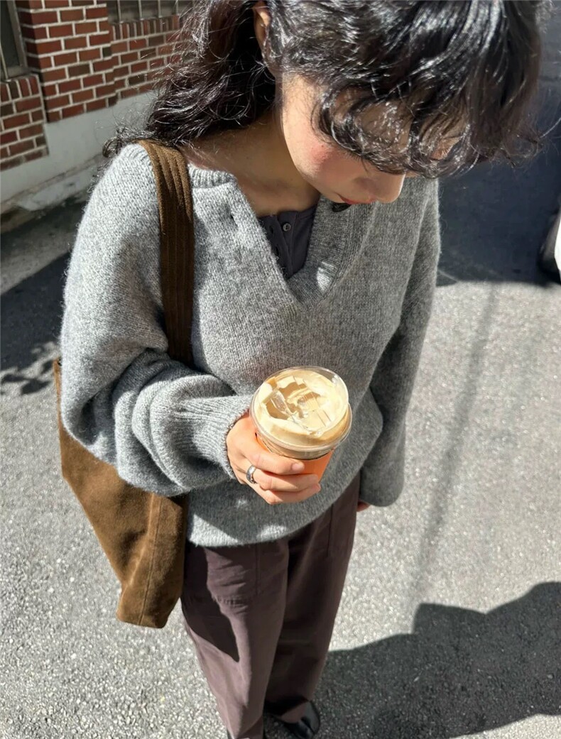 2025年秋季时尚百搭通勤简约休闲宽松羊毛衫,女装羊毛衫,恩泰羊绒