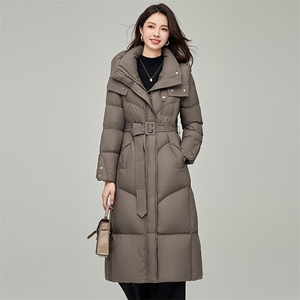 长款羽绒服女冬季2024新款过膝高级感时尚收腰加厚保暖白鸭绒外套图片