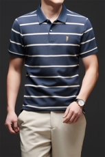 男士夏季商务休闲短袖体恤棉t条纹刺绣翻领polo半袖T恤上衣，男装Polo衫，电商B212（原钱塘6029）