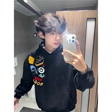 美式青少年台球植绒刺绣连帽卫衣男款秋冬宽松重磅情侣外套ZWY01，女装短外套，星座208-5