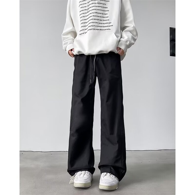 美式侧边条纹拉链休闲裤男秋季拼接卫裤高街抽绳休闲长裤BK57/P52，男装休闲裤，星座506