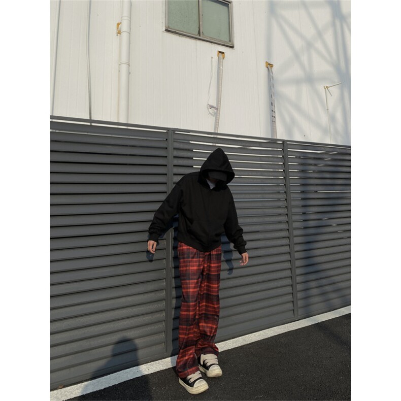 2024/格子裤直筒拖地cleanfit磨毛阔腿裤子1005-3-SGA864-P60控78,男装休闲裤,星座1005-3