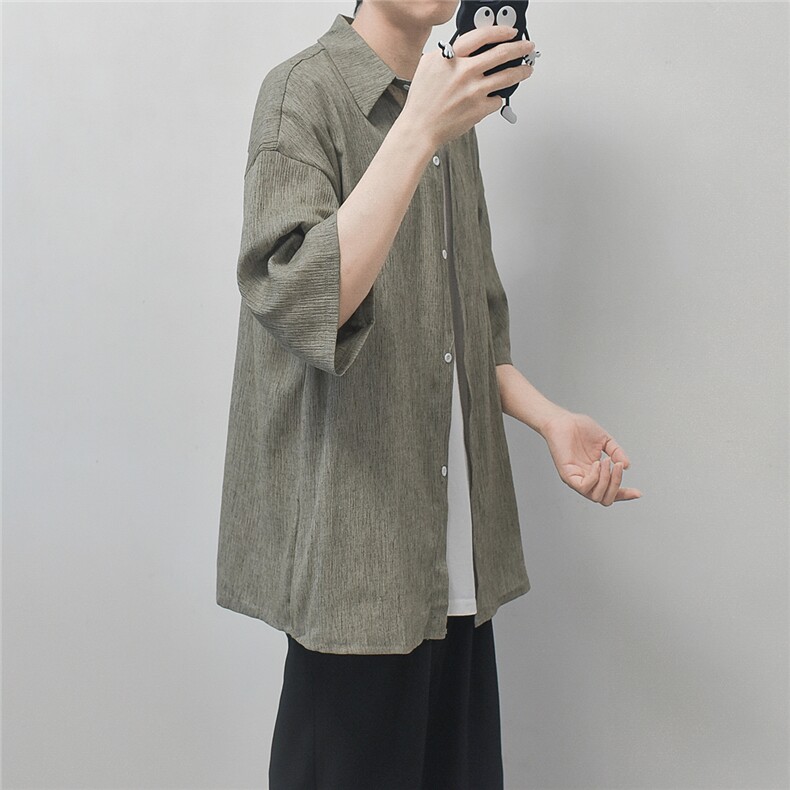 现货纯色五分袖衬衫男KD586-P25图片