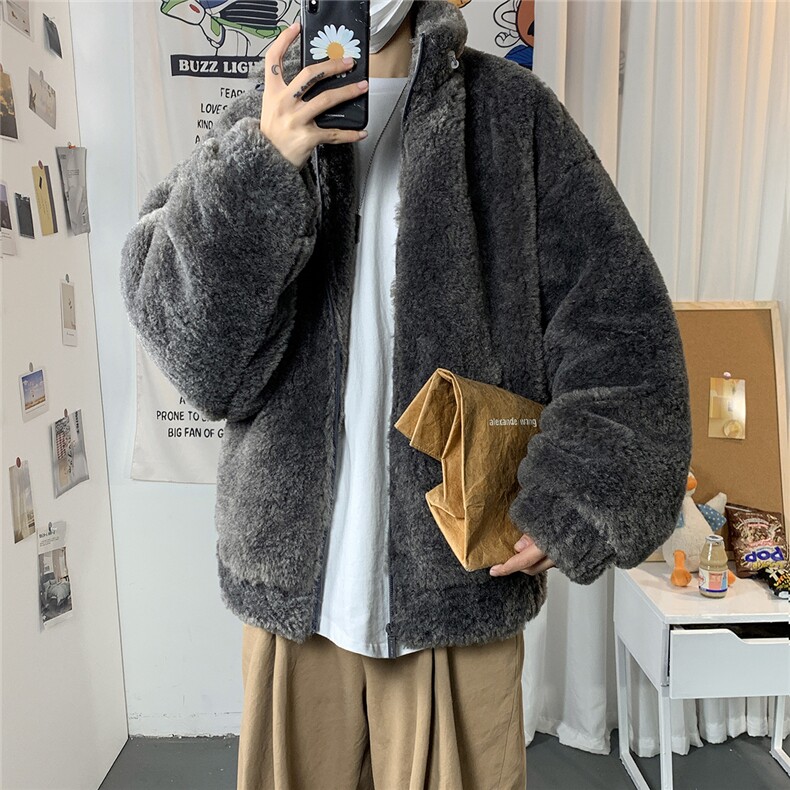 1羊羔毛棉衣外套男宽松加棉加厚ins大码情侣棉服7956P105控138,男装棉衣,星座226-2