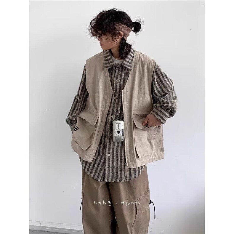 复古拼接款假两件工装衬衫男女春秋学院风长袖外套网图MCS830-p58,男装衬衫,星座302B
