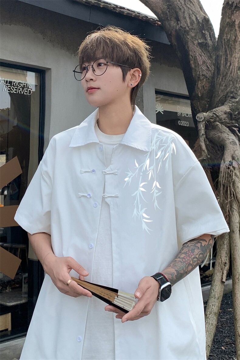 ！2025夏季新款男士新中式短袖衬衫情侣风衬衣CS101特P33,男装衬衫,电商B220