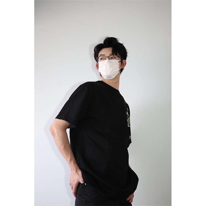风短袖T恤花绘刺绣设计感T恤美式复古条纹口袋短袖T恤P48,男装T恤,电商B319