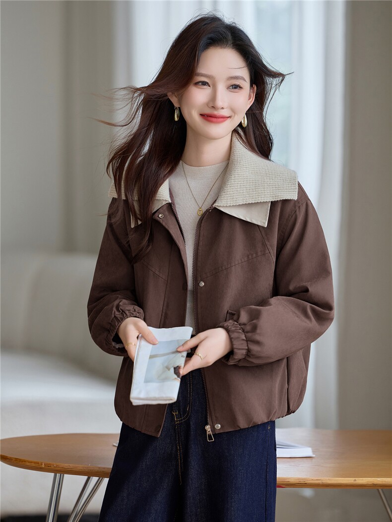 现货!2025年冬季时尚双层大翻领加厚加绒宽松棉外套,女装棉衣/棉服,依恋蒂丝