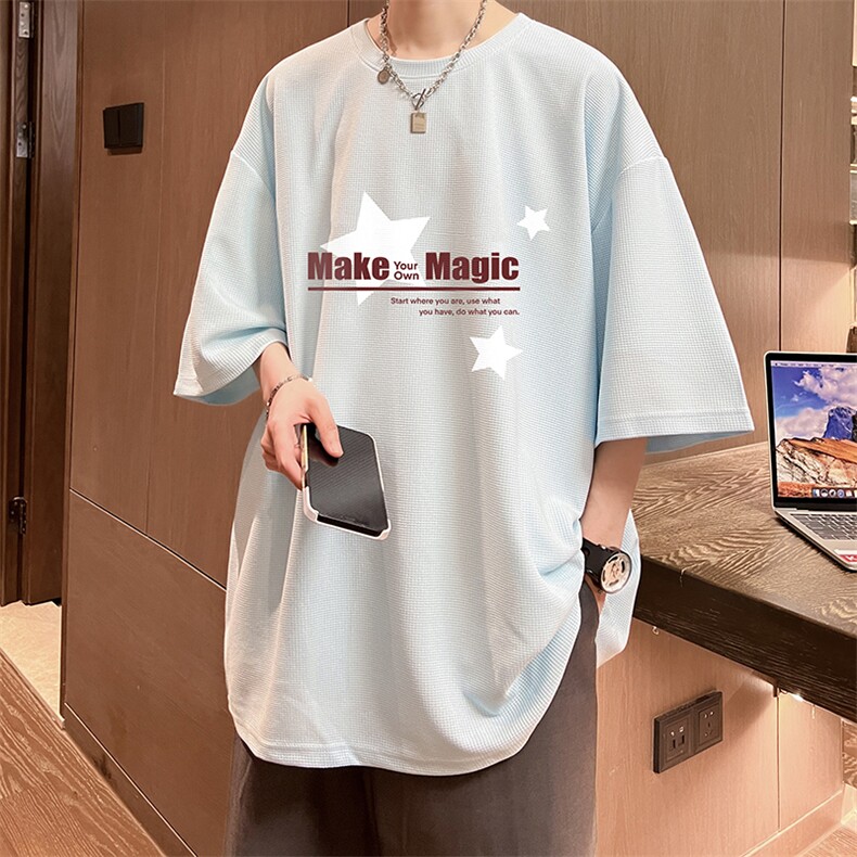 华夫格t恤男短袖男大码五分袖酒店风HT73379-P22,男装T恤,电商A040