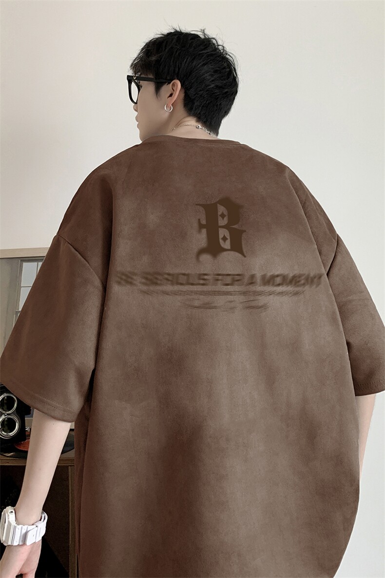 量大优可提供视频2024夏季麂皮绒短袖T恤D223A-LPT2421-P20,男装T恤,电商019-1