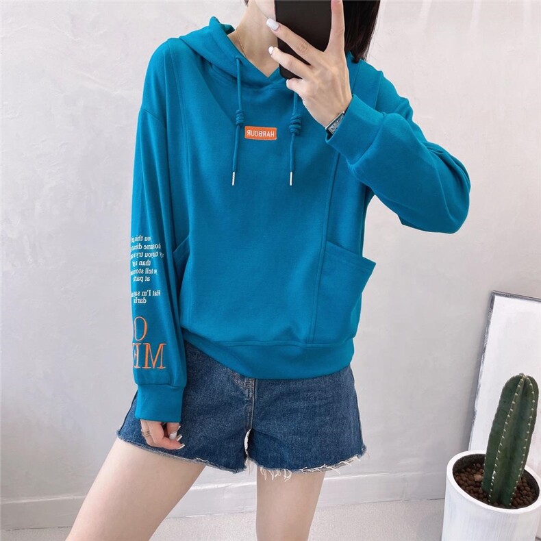 秋季戴帽长袖卫衣帽，女装卫衣/绒衫，薰衣坊