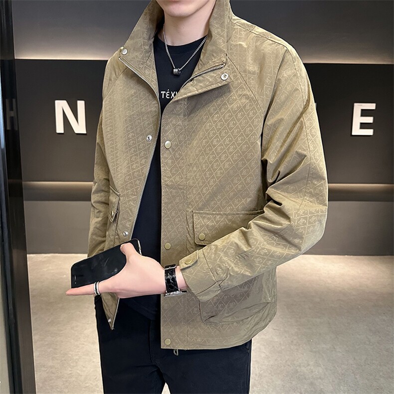 2025秋新款夹克男士印花立领外套男休闲上衣B317/55815/P108，男装夹克，电商B317