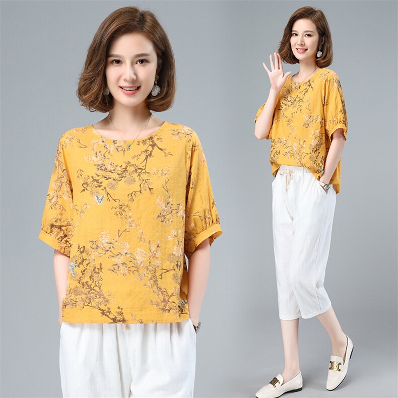 休闲套装女2021年夏季新款女装妈妈时尚减龄洋气显瘦两件套，女装套装/套裙，涵誉