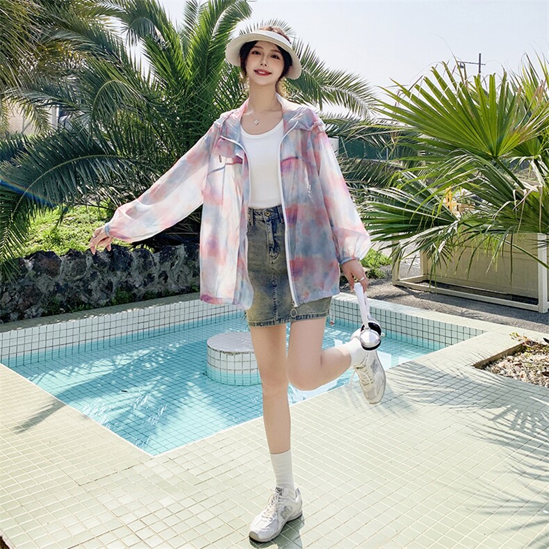 多巴胺紫色绝美气质防晒服女夏季韩系小个子海边轻薄连帽防晒衣潮,女装防晒衣,蝶眷