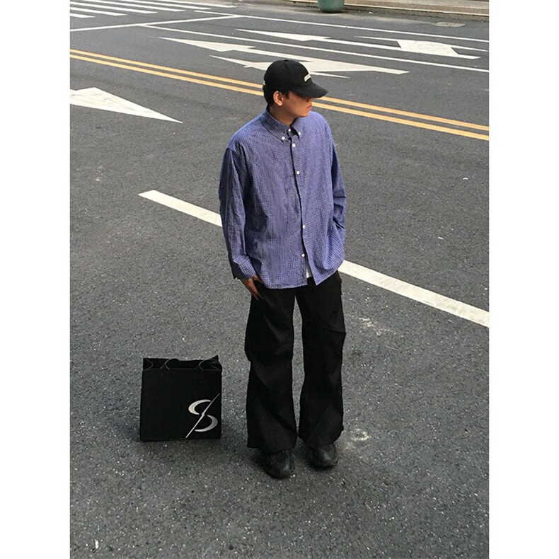 特P50无差价新款秋季时尚格子长袖衬衫-HS2318男模外景,男装衬衫,电商A003