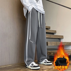 侧条纹裤子男士冬季宽松直筒加绒加厚保暖休闲卫裤JR29086-特P40，男装休闲裤，星座610（原A335）