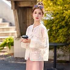 重工珠片钉珠刺绣薄款外套女2025夏季新款时尚宽松国风防晒衣开衫，女装短外套，韩宇舍
